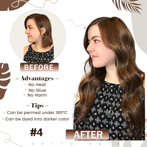 Hetto Micro Beads Hair Extensions Real Human Hair Natural Brown - Image 4