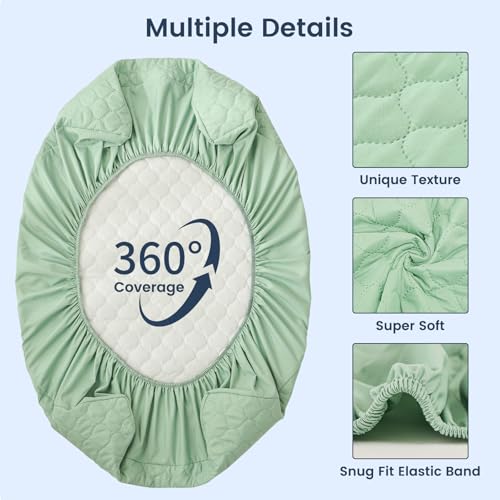 Image of david's kids 2 Pack 38''x25'' Waterproof Mini Crib Mattress Protector, Fitted Pack N Play, Playard and Mini Crib Mattresses, Ultra Soft Breathable Pad Cover for Boys Girls Neutral, Grey & Sage Green