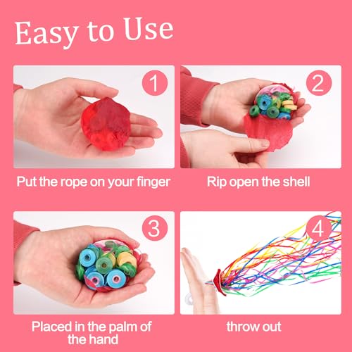 Image of Confetti Poppers, 10 Pack Plastic No Mess Streamers, Party Poppers for Birthday,Wedding,Celebrations,Graduation Party (Colorful 2, 10 Pack)