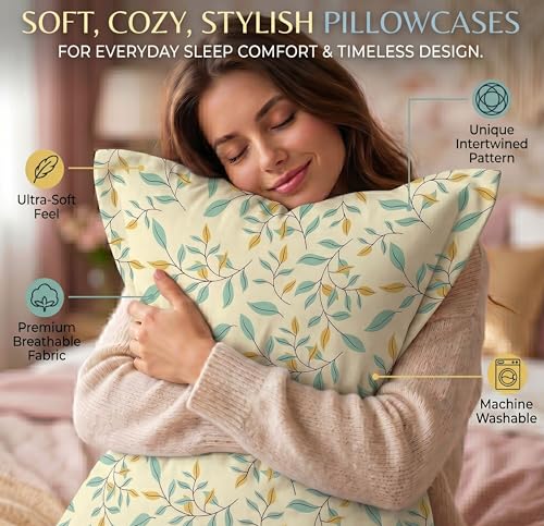 Image of VAS COLLECTIONS Cotton Pillow Cover Set of 2 (17x27 Inches) | Ultra Soft Breathable Pillow Cases for Bed | Skin Friendly, Fade Resistant & Comfortable Pillow Covers for Bedroom Decor (Lemon)