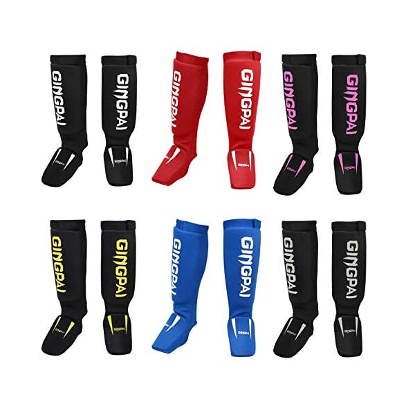 Combat Sports Washable MMA Elastic Cloth Shin&Instep Padded Guards, Premium Leg Protective Gear Guards&Pads - Ideal Shin Guard for Shin Protection, Wrestling, Sparring, Muay Thai, Kickboxing & Karate