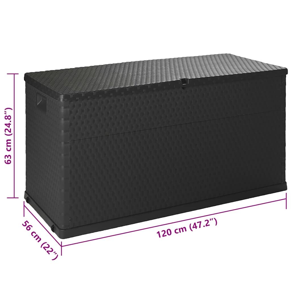vidaXL Skrzynia ogrodowa, antracytowa, 120x56x63 cm, rattan PP