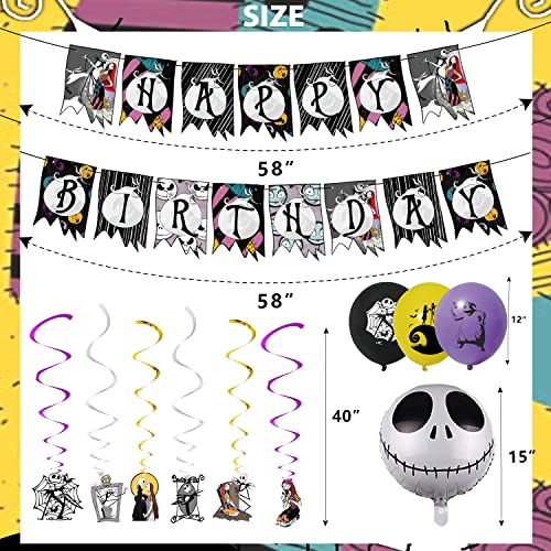Juyrle Nightmare Birthday Decorations Party Supplies Set Happy Birthday Decoration Include Banner Cake Cupcake Topper Hanging Swirls Balloons Stickers For Kids Adults Birthday #TOP3