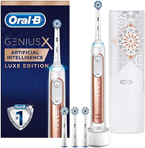Oral-B Genius X Luxe Edition Spazzolino Elettrico Ricaricabile, 1 Spazzolino Oro Rosa con...