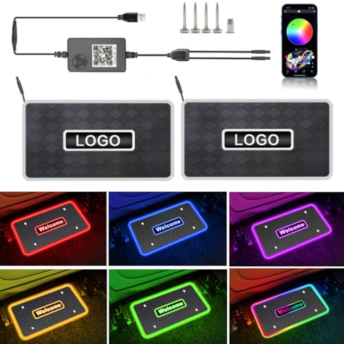 Tapis de sol de voiture personnalisés avec éclairage, logo personnalisé, éclairage intérieur de voiture étanche avec mode son, contrôle par application Bluetooth, réglage des modes de lampe