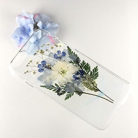 Amazon お花屋さんのハンドメイドno 6 押し花 Iphone ケース 押し花 レジン 千鳥草 あじさい かすみ草他 押し花をｕｖレジンでコーティング Iphone7 8 Se 第2世代 ケース カバー 通販