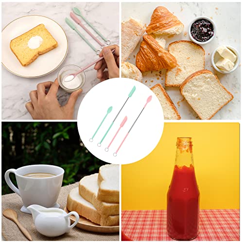 Telescoping Spatula And Spoon, 4Pcs Mini Spatula Silicone For Cosmetics Retractable Thin Jar Scraper Spatula Set Multifunctional Small Silicone Spatula For Makeup Kitchen Food Narrow Bottle Can #TOP6