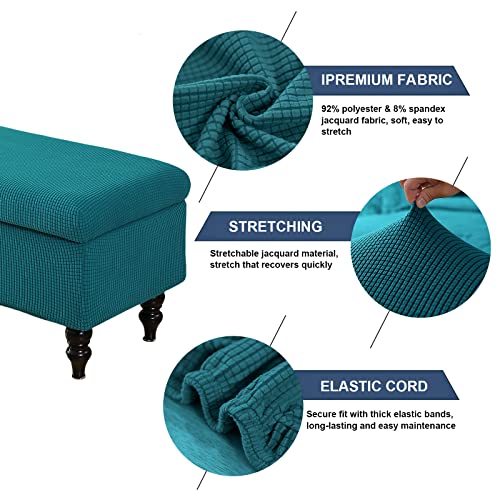 Image of FUANGUI Ottoman Cover Slipcovers Rectangular Printed Folding Stretch Storage Bench Footrest Sofa Stool Covers Footstool Protector Cover with Elastic Bottom, Removable Washable,Medium