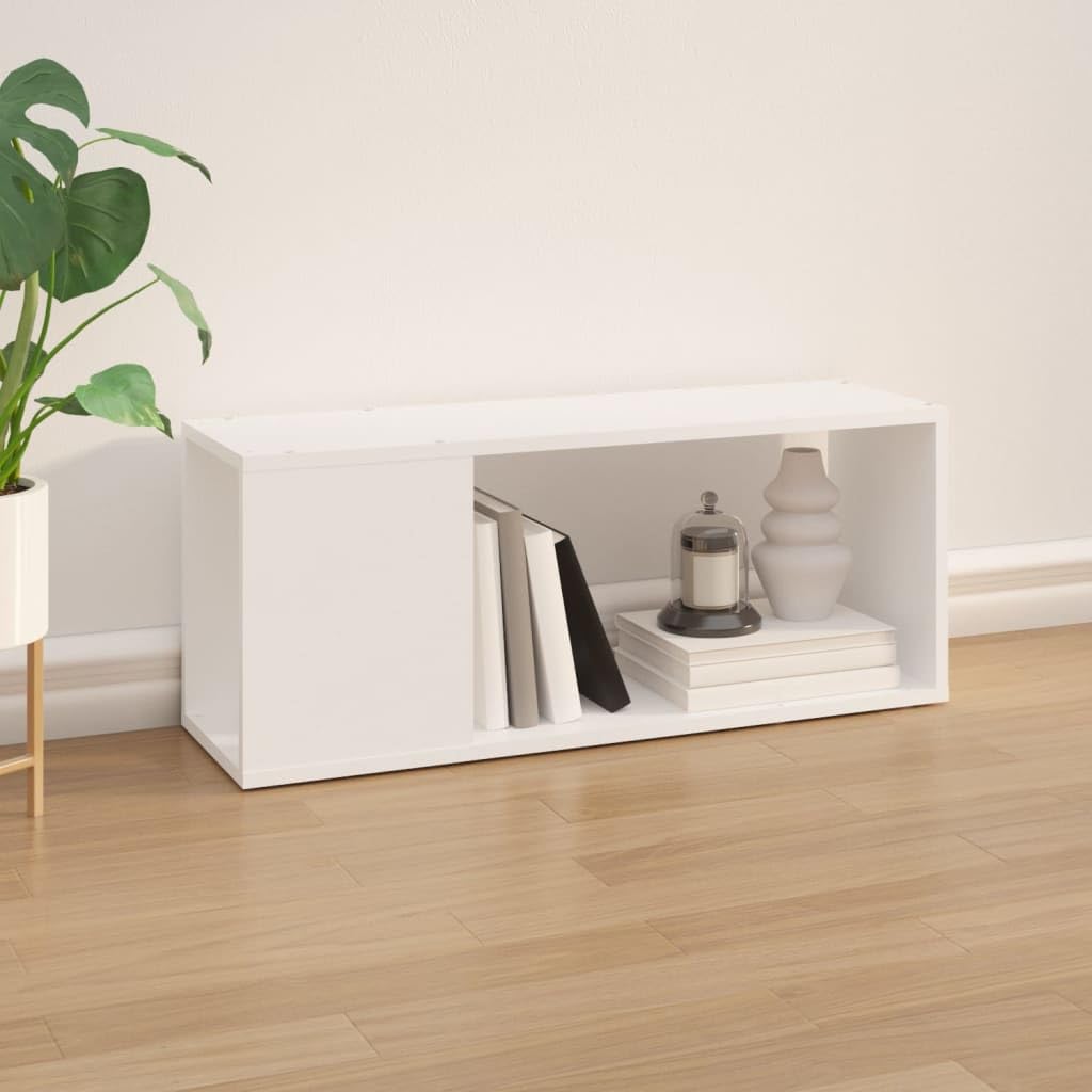Stilvoller TV-Schrank Weiß 80x24x32 cm aus Holzwerkstoff, offenes Fach für Bücher und Dekoration, Robustes Wohnzimmermöbel, pflegeleicht mit feuchtem Tuch zu reinigen.