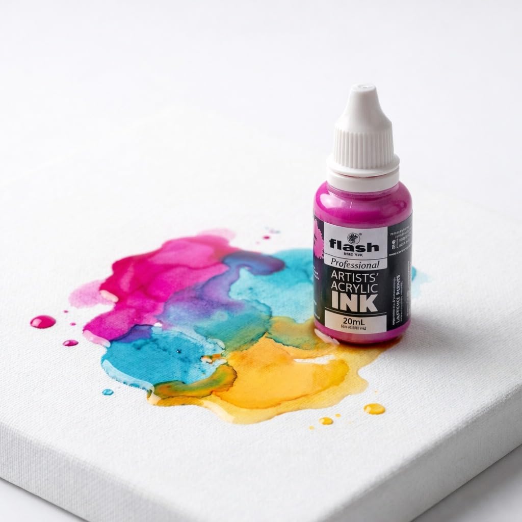 Flash Acrylic Ink,Set of 16 Colors/Bottle (20 ml/0.7 US fl oz) with Rich Pigments, Vibrant, Non Toxic Paints for The Artist, Hobby Painters (Set of 16 Colors-20ml Each, Multi) — Amazon image 4