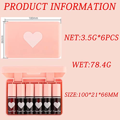 Fusang 6Pcs Lip Tint Stain Set Mini Lip Gloss Stain Moisturizing Long Lasting Highly Pigmented Color Waterproof Non-Sticky Cup Lip Plumper Lip Oil Glaze Tinted Lip Balm For Women #TOP5