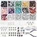 EuTengHao 933Pcs Irregular Chips Stone Beads Natural Gemstone Beads Kit with Ear Wire Spacers Beads Pendants Elastic String Jump Rings for DIY Jewelry Necklace Bracelet Earring Making Supplies