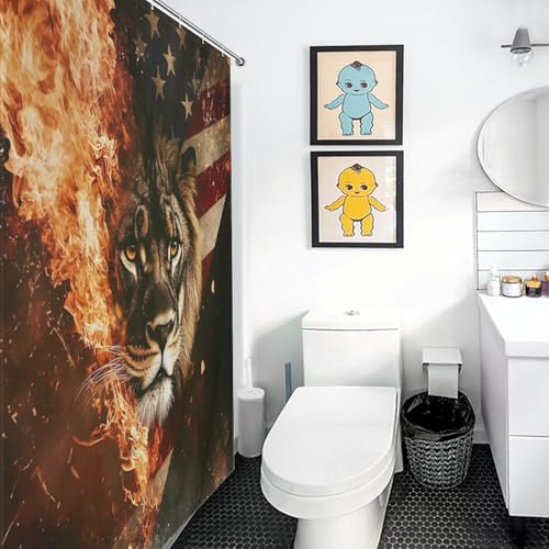 Rideau de douche lion abstrait lavable 183x183 cm avec crochets
