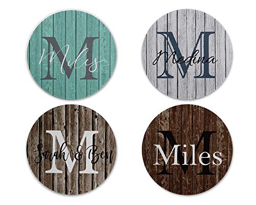 Personalized Coasters Custom Faux Barnwood Family Name Wedding Gift