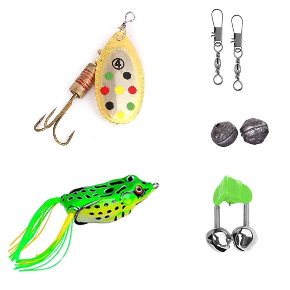 Fishing Lures and Accessories Kit, Metal Bells, Spinner Bait, Weights, Hooks, Swivels Combo-image-3