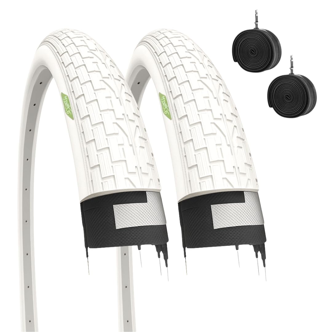 2 White Tyres 20 x 1.95 cm (50-406) + Tubes Bicycle Tyres BMX Road City Bike for Children