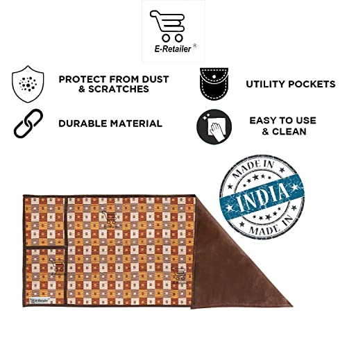 Image of Cotridge 3-Layered Microwave Oven Top Cover With 4 Utility Pockets Suitable for Upto 30 Liter (Color- Brown, Size-36x14 Inches Inches)