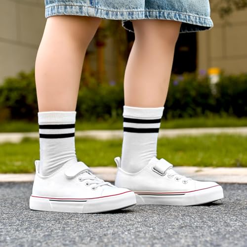 Image of Zoroadke Toddler Boys and Girls Sneakers Low Top Adjustable Strap Canvas Shoes for Kids