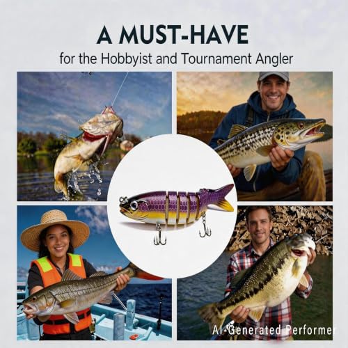 Multi Jointed Swimbait Hard Lure, Slow Sinking Glidebait with Lifelike Swimming Action, Realistic Bass Fishing Lures for Freshwater, Topwater Lure with Gravity Transfer System for Bass, Musky Lures - image 6