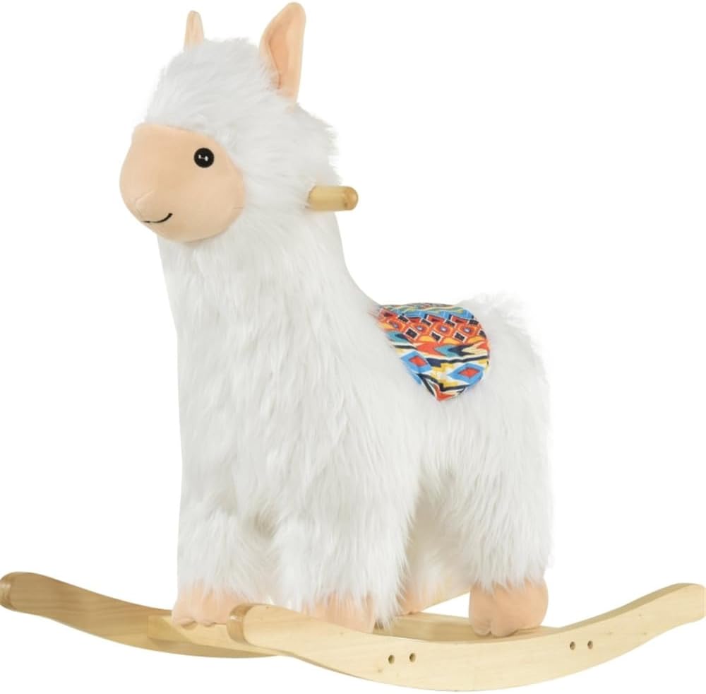 Classic Rocking Horse Toy with Plush Body and Wooden Rocker Base for Gentle Back-and-Forth Motion and Comfortable Seating