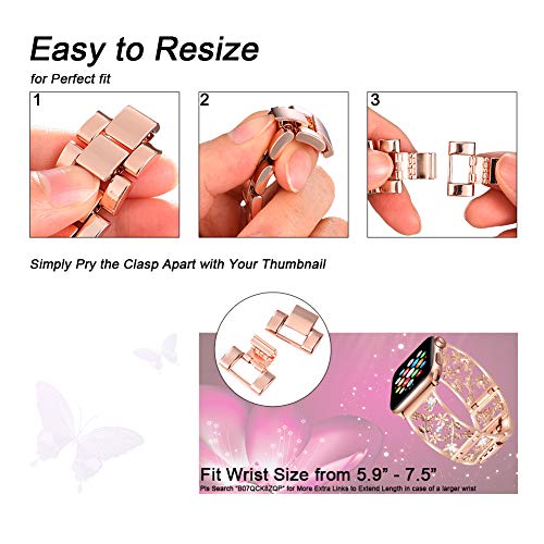 Image of Floral Band for Apple Watch Band, Women, Rose Gold, 42 /44 /45 /46 /49mm