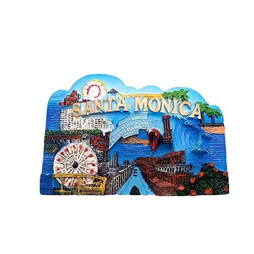 Aimant de réfrigérateur 3D Santa Monica California America souvenir collection cadeau pour la maison et la cuisine décoration magnétique