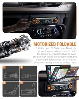 【SOOEMAKA】 Single Din Touchscreen Radio with Wireless Carplay&Android Auto,7 inch QLED Motorized Flip Out Car Stereo Upgrade PD/QC 3.0 Type-C Fast Charging/Dual WiFi/Bluetooth 5.1/AM/FM/DSP (Flip)
