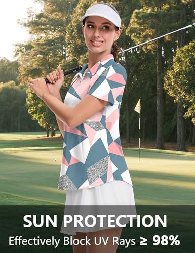 Image of LOMON Womens Golf Polo Shirts Summer Short Sleeve 1 /4 Zip Tops Moisture Wicking Casual Tennis Activewear with Pockets