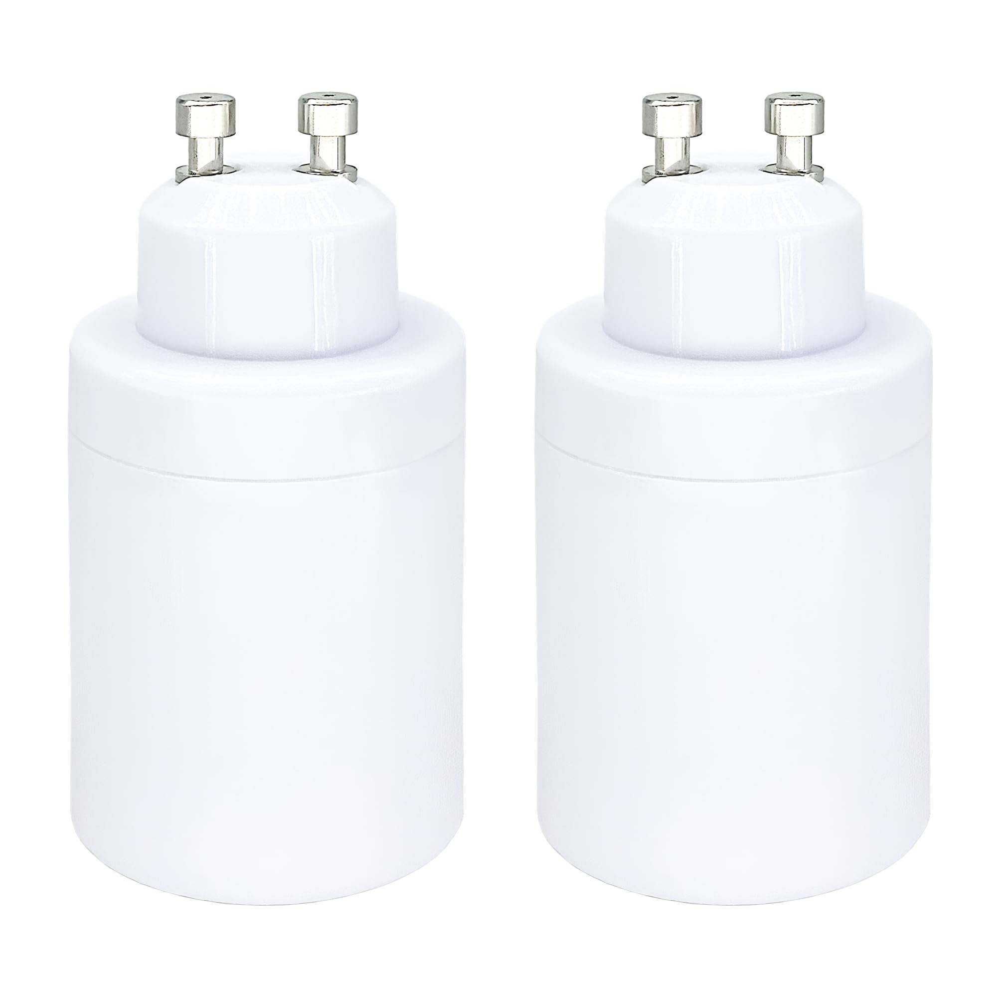 2 Pack GU10 to E26 Adapters, ATREFUU GU10 2-pin Base to E26 Medium Base Light Bulb Socket Adapters for Track Lights, Wall Lights and Pendant Lights, 2pcs