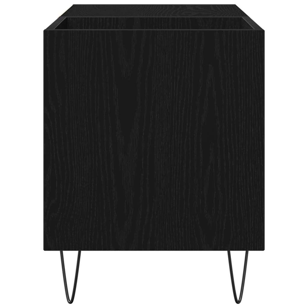Armadio per dischi in vinile, colore nero, effetto rovere, 85 x 38 x 48 cm, con ripiani, per collezione LP e accessori per ufficio, credenza moderna, in legno