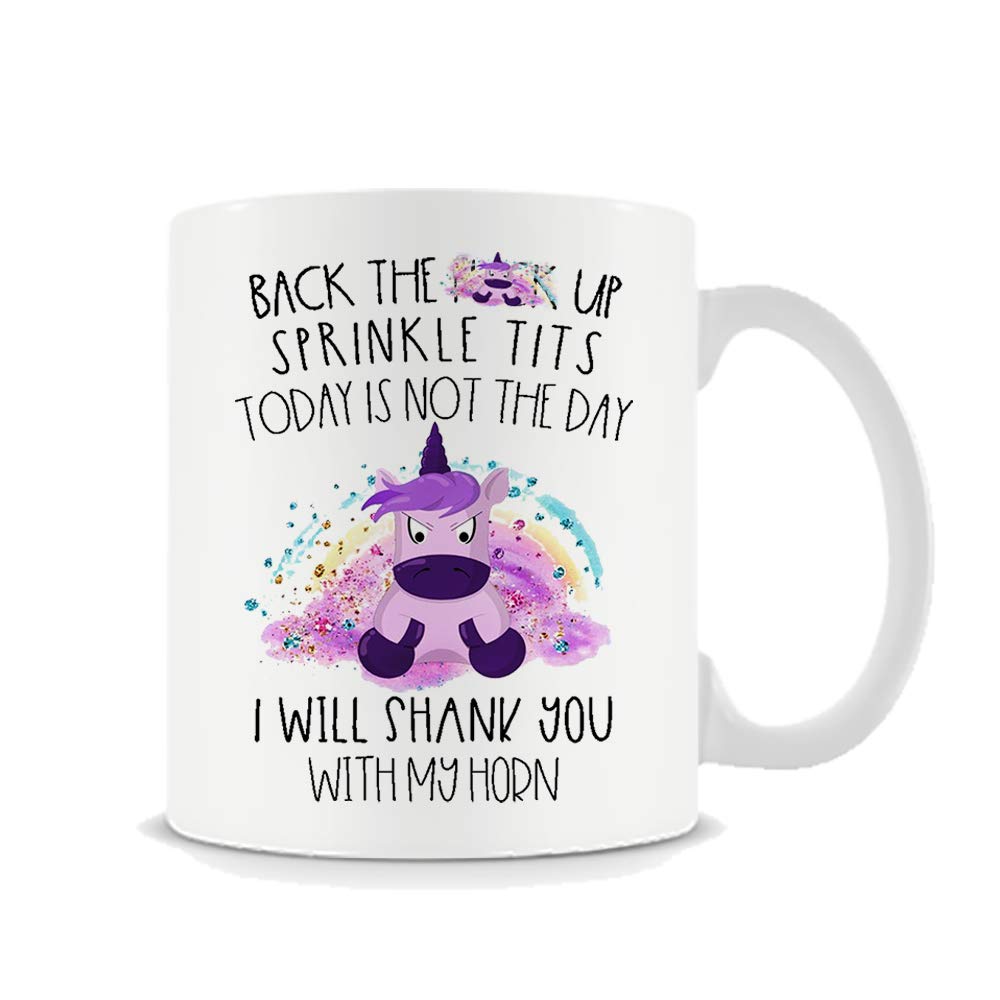 Cussing Unicorn Shank You with My Horn Coffee Mug. (White Mug)