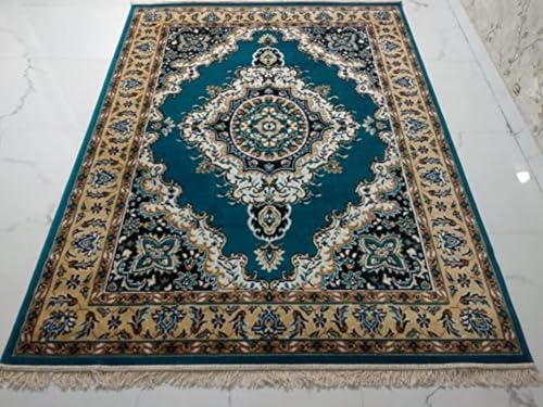 Image of Soft Traditional Washable Beautiful Acrylic Rugs for Home Decor Living Room 7x10 feet (210 x 300 CM) Super Blue