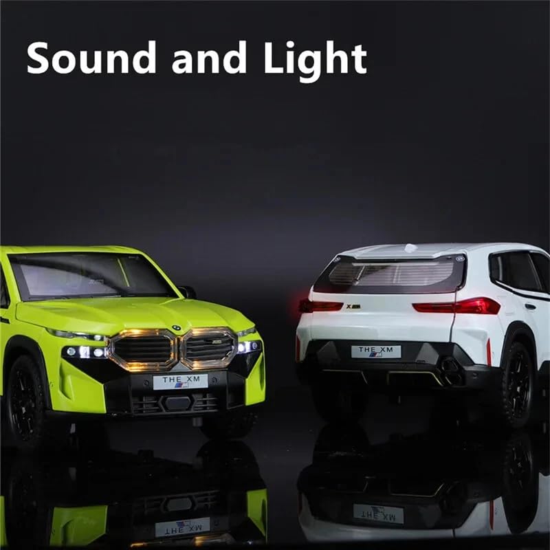 Image of 1:24 B.M.W XM SUV Diecast Alloy Model Car - Pull Back Toy Vehicle with Sound, Lights, Openable Doors - Metal Sports Car Toy Gift for Boys & Kids (White)