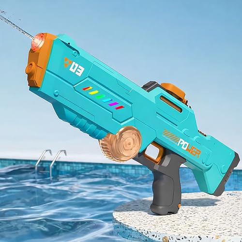 Image of Toyshine Electric Water Holi Gun Toy with10ft Range | Automatic Suction Self-Integration | Lights | Rechargeable Battery | 450ml Tank Capacity Perfect for Holi Festival & Summer Outdoor Fun- Blue