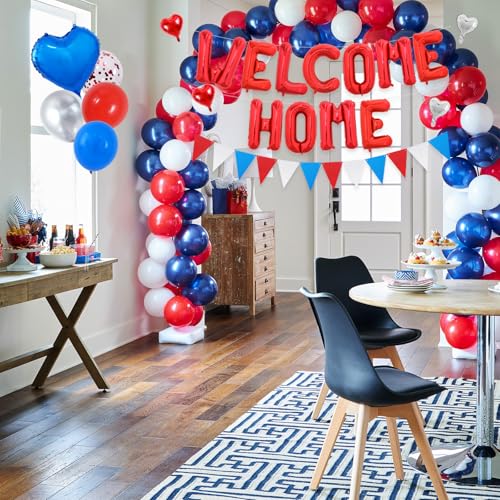 Image of TONIFUL 16 Inch Red Welcome Home Foil Letter Balloon Banner Decoration Kit