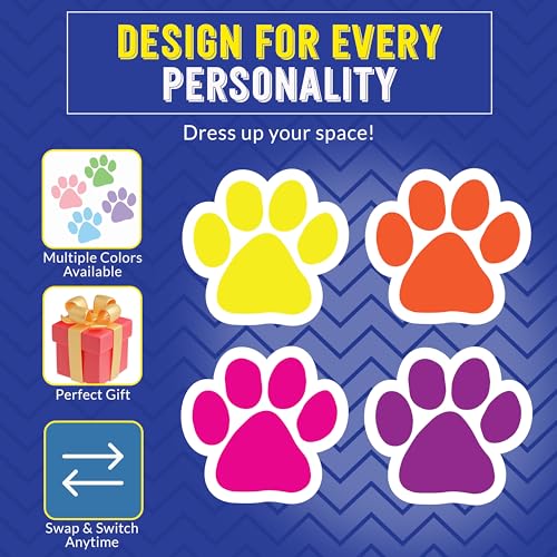 Image of Bright Prints Paw Locker Magnet 5 Inch 4 Pack, Dog Lover Gift, Made in USA | Heavy duty magnetic decal for car, truck, SUV or fridge, full color UV printed