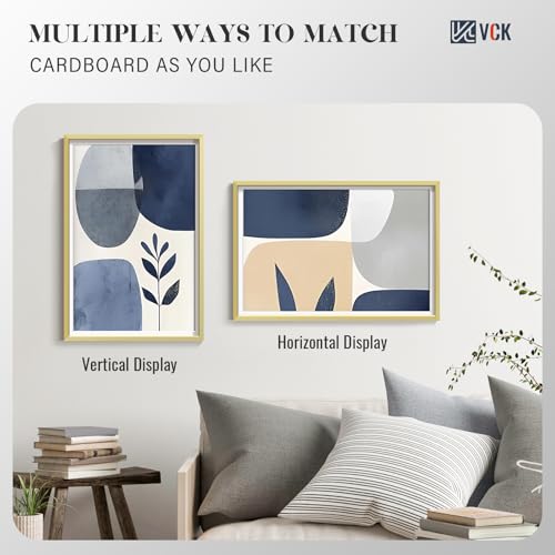 Image of VCK 12x18 Frame Gold Metal, Real Glass, 11x17 Mat, for Poster Print