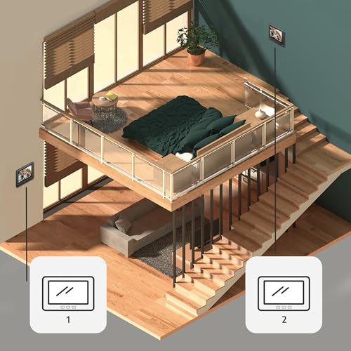 Eura VDP-45A3 Alpha Video-Türsprechanlage Gegensprechanlage 4 Draht, 7-Zoll-Farbmonitor, Schwarz, 2 Monitore