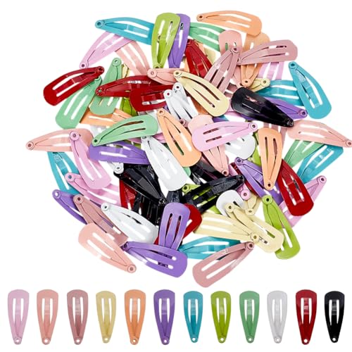 GOMAKERER 48 Pcs 12 Candy Colors Metal Snap Hair Clips, 0.81x0.3 Inches Small Metal Snap Hair Clips Non Slip Hair Barrettes Bang Holders for Pets Dolls Decor Accessories