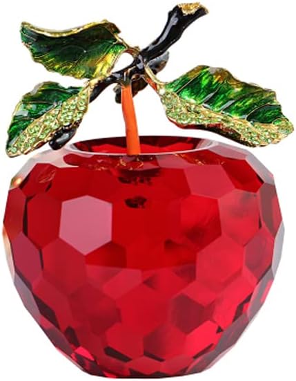 Crystal Ornament Red Fruits Glass Fruit Figurine Handmade Art Gift for Christmas Birthday Ornament