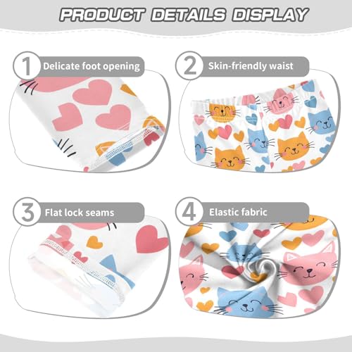 Colorful Cat Love Heart Girls Leggings Ultra Soft Compression Yoga Gym Pants for Kids 4-10T3