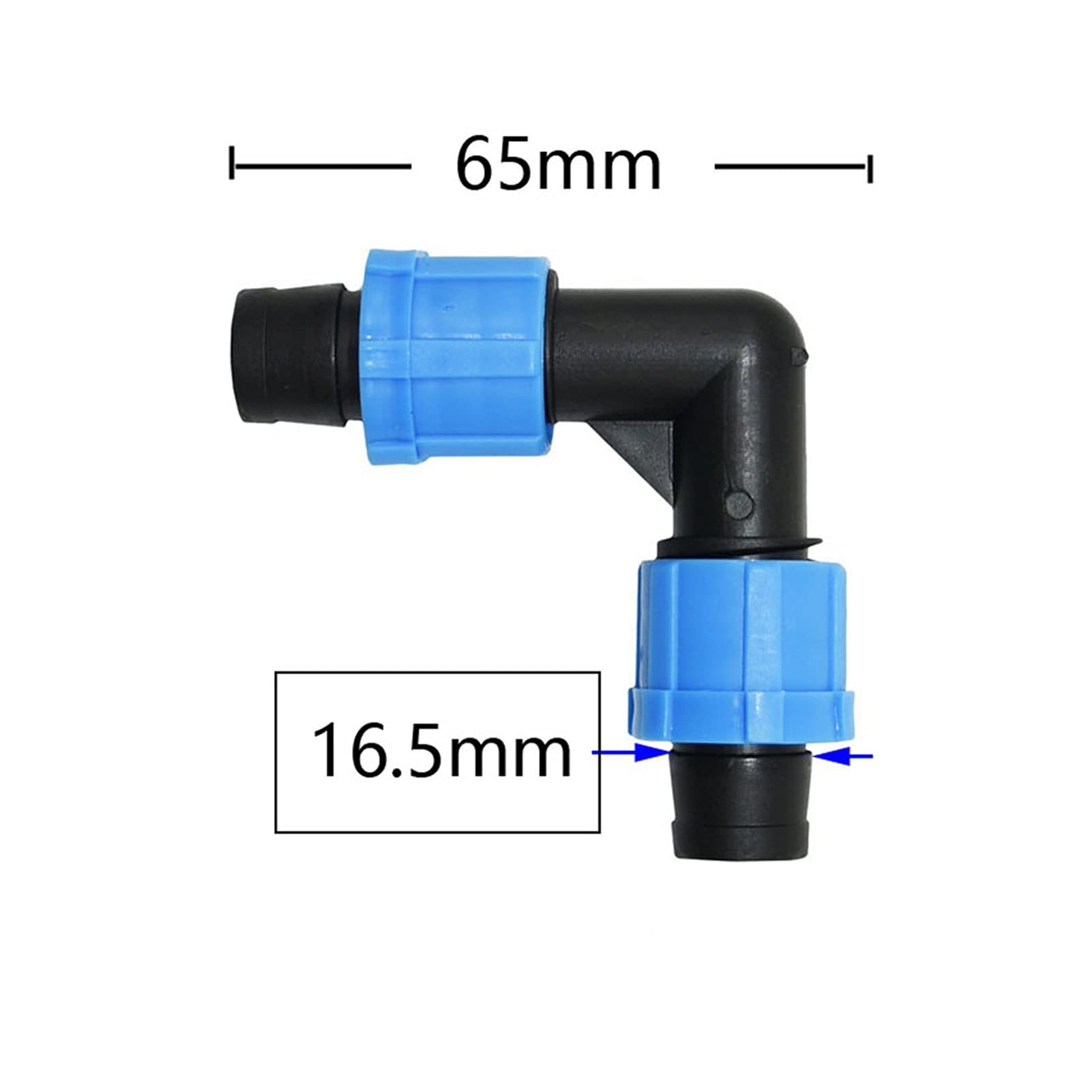Adaptador de Conector de Utilidad Adaptador de Conector de Manguera Conector de Cinta de Goteo de Riego de 16 Mm Tapón de Extremo de Codo en Forma de T con Contratuerca Desviador de Junta de Tubería d
