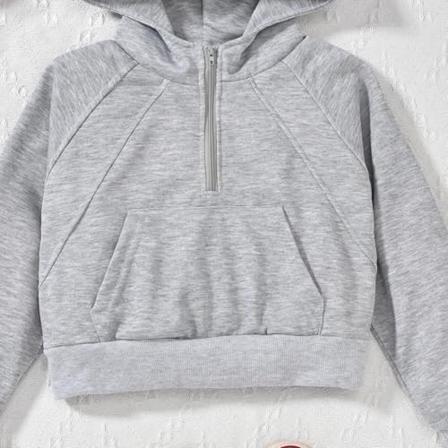 Image of fioukiay Girls Outfits 2 Piece Half Zipper Hoodies Sweatsuits Long Sleeve Athletic Sweatshirts and Sweatpants with Pockets