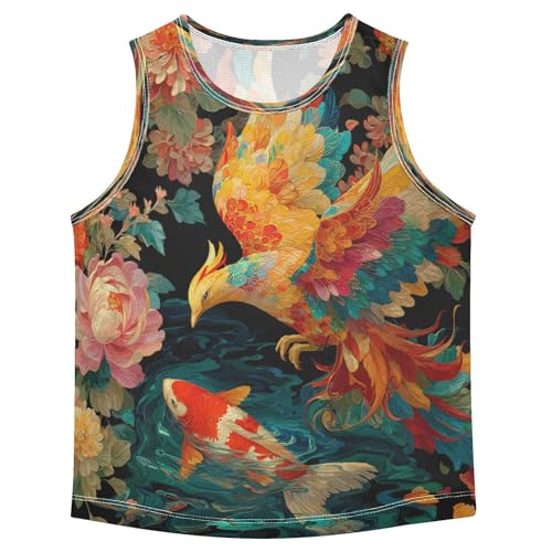 Red Bird Fish Black Boys Tank Tops Sleeveless Tank Top Shirts Undershirts for Boys,3T
