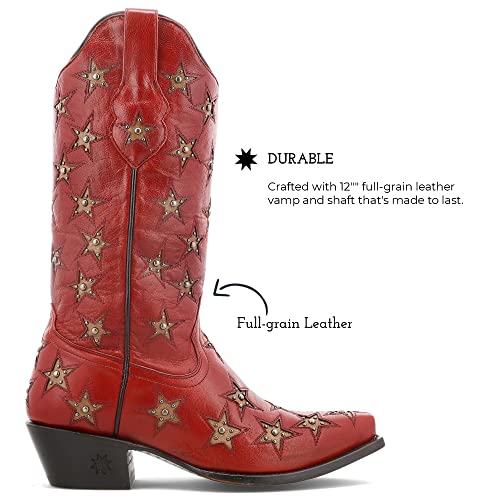 BLACK STAR Marfa Boots - Women's Inlay Western Boots Handcrafted with Full-Grain Leather Upper with 12"" Shaft, Snip Toe Profile, CellSole Footbed,and Soft Leather Lining4