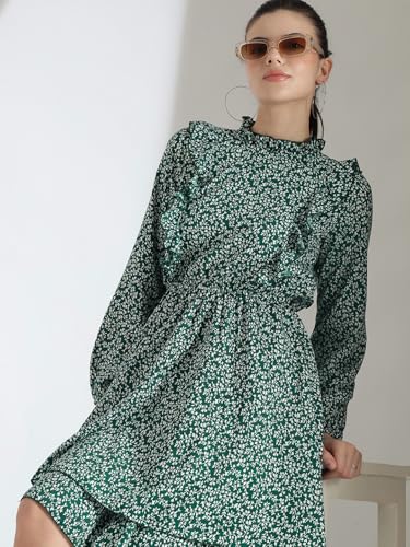 Image of KOTTY Women's Fit And Flare Mid Thigh Length Glamour Galore Crystal Petal Dress