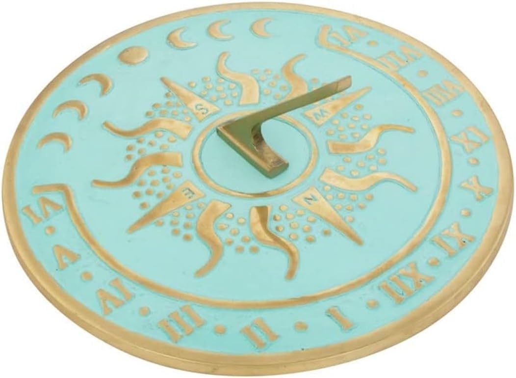 Solstice NESW Summer Vibes zegar słoneczny zegar słoneczny niebieskie wykończenie Verdigris średnica 25 cm vintage tarcza przeciwsłoneczna ogród