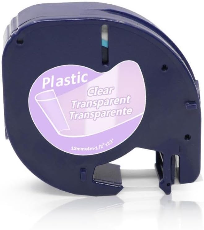 テープ 12mm 白地に黒 ラベルプリンター LT100H 91200 91203 と互換性あり(Black on Clear)