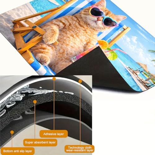 Image of HOMETITUTE Summer Stove Top Cover 28x20 Beach Cat Lounger Heat Resistant