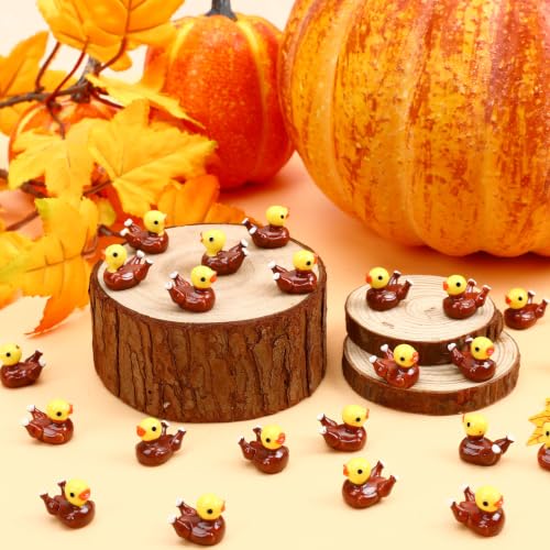 Image of JUNEBRUSHS 50 Pcs Thanksgiving Mini Resin Turkey Ducks Fall Figurines